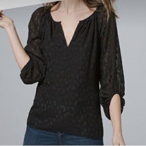 WHBM black animal print Jaguar blouse size S